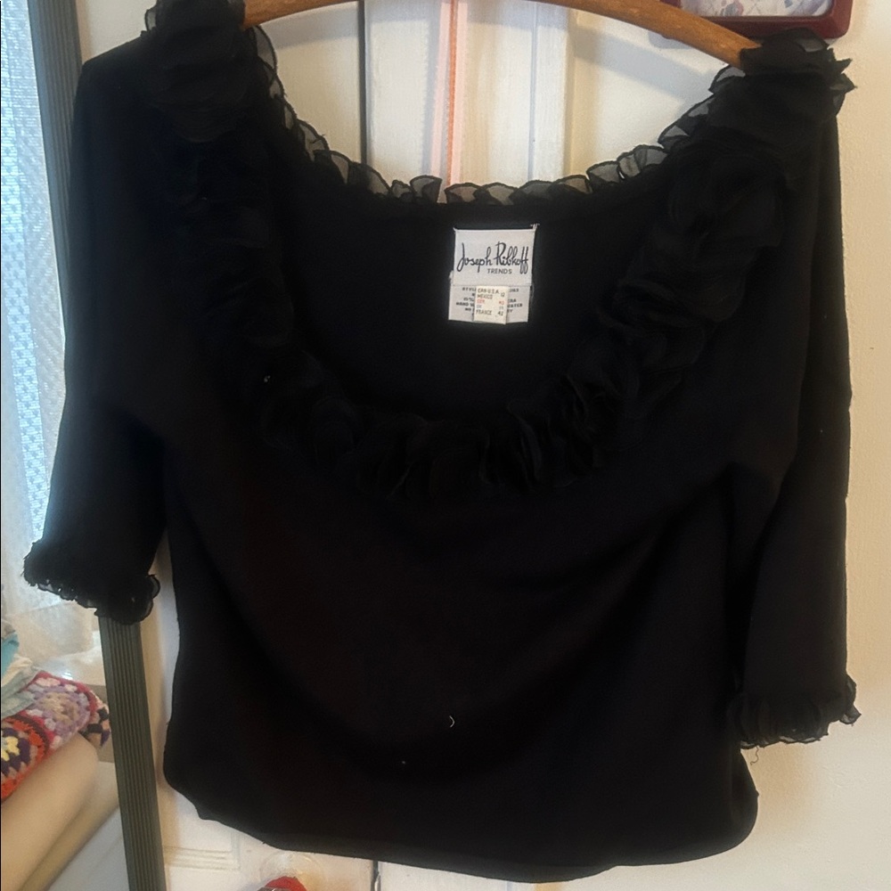 Joseph Ribkoff Black Ruffled Blouse